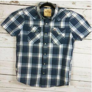 HOLLISTER CO Western Styling Men's Blue Plaid